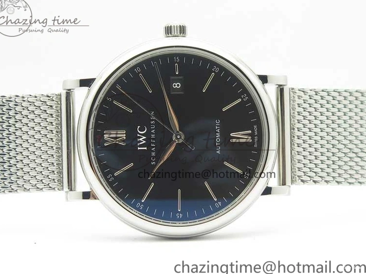 MIROTIME 0405 FastDry Portofino IW356501 SS V3 MK 1:1 Best Edition Black Dial On SS Mesh Bracelet MIYOTA 7195